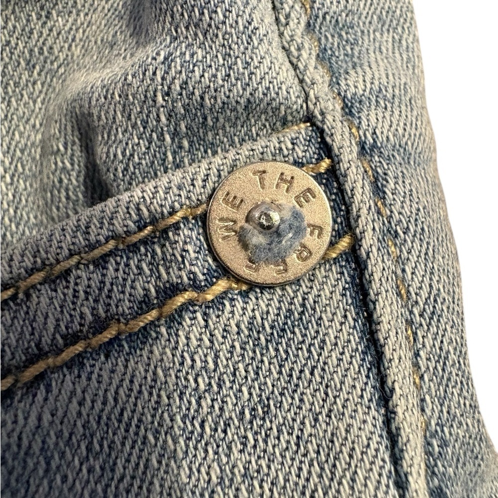 Free People We The Free IRREPLACEABLE Kent Blue Flare Raw Hem Button Fly Jeans - Picture 8 of 10